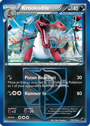 Plasma Freeze 070 Krookodile (Team Plasma) - Reverse Holofoil - Rare