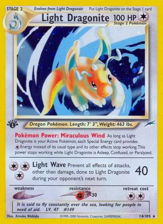 Neo Destiny 014 Light Dragonite - 1st Edition Holofoil - Holo Rare
