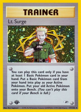 Gym Heroes 017/132 Lt. Surge (17) - Unlimited Holofoil - Holo Rare