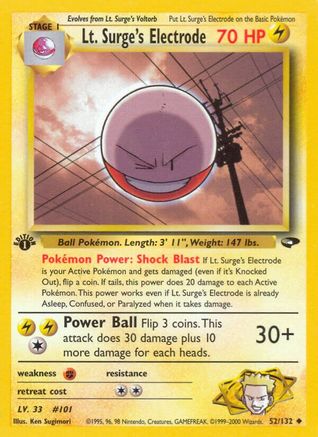 Gym Challenge 052/132 Lt. Surge's Electrode - Unlimited - Uncommon