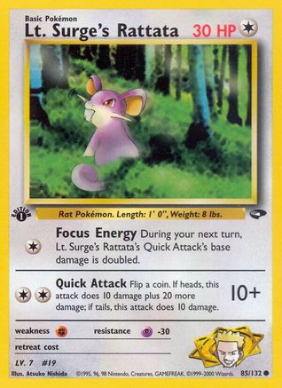 Gym Challenge 085/132 Lt. Surge's Rattata - 1st Edition - Common