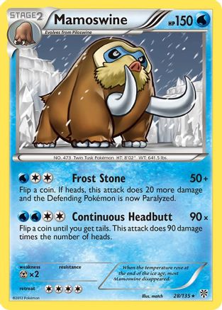 Plasma Storm 028 Mamoswine - Reverse Holofoil - Rare