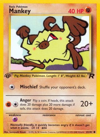 Team Rocket 061/82 Mankey - 1st Edition - Common