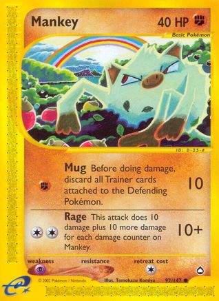 Aquapolis 092 Mankey - Reverse Holofoil - Common