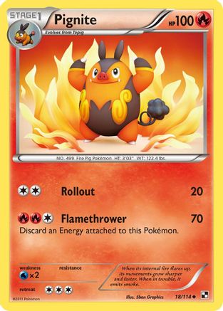 Black and White 018 Pignite (18) - Reverse Holofoil - Uncommon