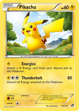 Black and White 115 Pikachu - Holofoil - Secret Rare