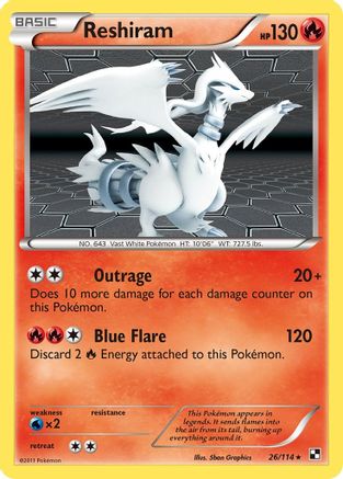 Black and White 026/114 Reshiram - Reverse Holofoil - Holo Rare