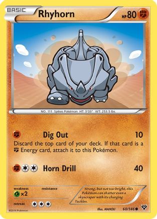 XY Base Set 060 Rhyhorn - Reverse Holofoil - Common