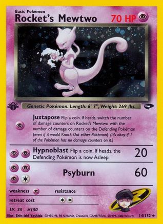 Gym Challenge 014/132 Rocket's Mewtwo - 1st Edition Holofoil - Holo Rare