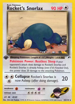 Gym Heroes 033/132 Rocket's Snorlax - 1st Edition - Rare
