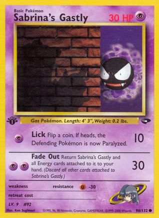 Gym Challenge 096/132 Sabrina's Gastly (96) - 1st Edition - Common