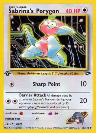 Gym Challenge 098/132 Sabrina's Porygon - 1st Edition - Common