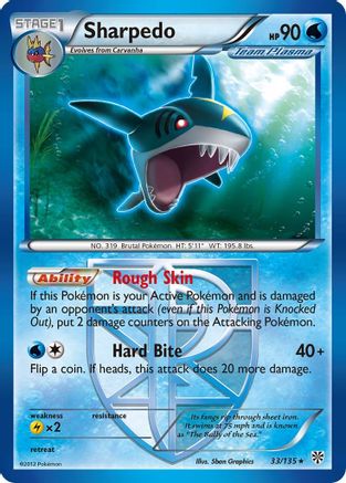 Plasma Storm 033 Sharpedo (Team Plasma) - Reverse Holofoil - Rare