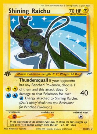 Neo Destiny 111 Shining Raichu - 1st Edition Holofoil - Secret Rare