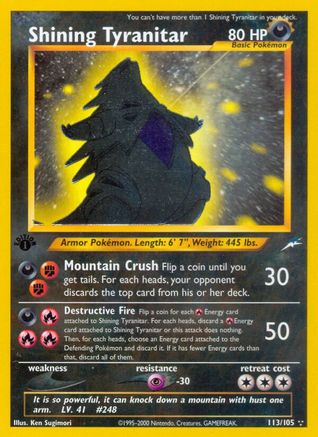 Neo Destiny 113 Shining Tyranitar - 1st Edition Holofoil - Secret Rare