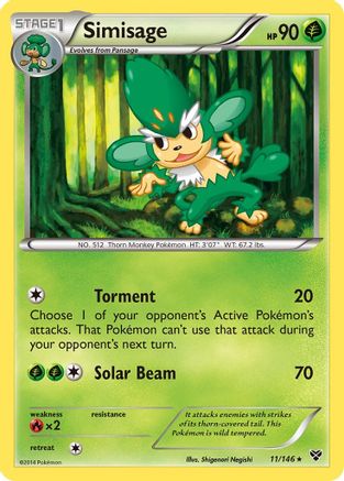 XY Base Set 011 Simisage - Reverse Holofoil - Rare