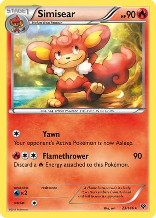 XY Base Set 023 Simisear - Reverse Holofoil - Rare