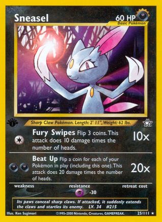 Neo Genesis 025/111 Sneasel - 1st Edition - Rare