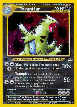 Neo Discovery 012/75 Tyranitar (12) - 1st Edition Holofoil - Holo Rare
