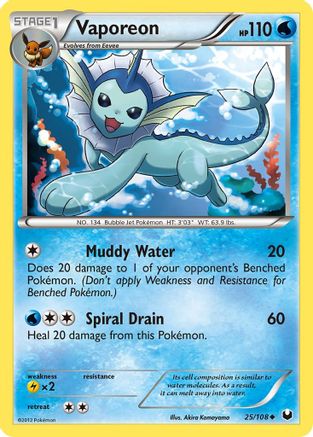 Dark Explorers 025/108 Vaporeon - Reverse Holofoil - Uncommon