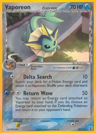 Delta Species 018 Vaporeon (Delta Species) - Reverse Holofoil - Holo Rare