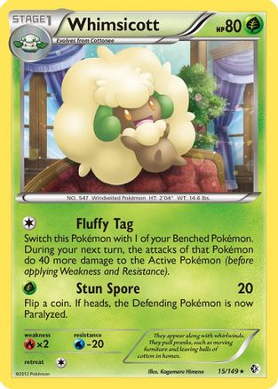 Boundaries Crossed 015 Whimsicott - Reverse Holofoil - Rare