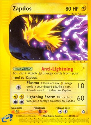 Aquapolis 044 Zapdos - Reverse Holofoil - Rare