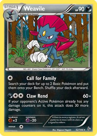 XY Flashfire 052 Weavile - Reverse Holofoil - Rare