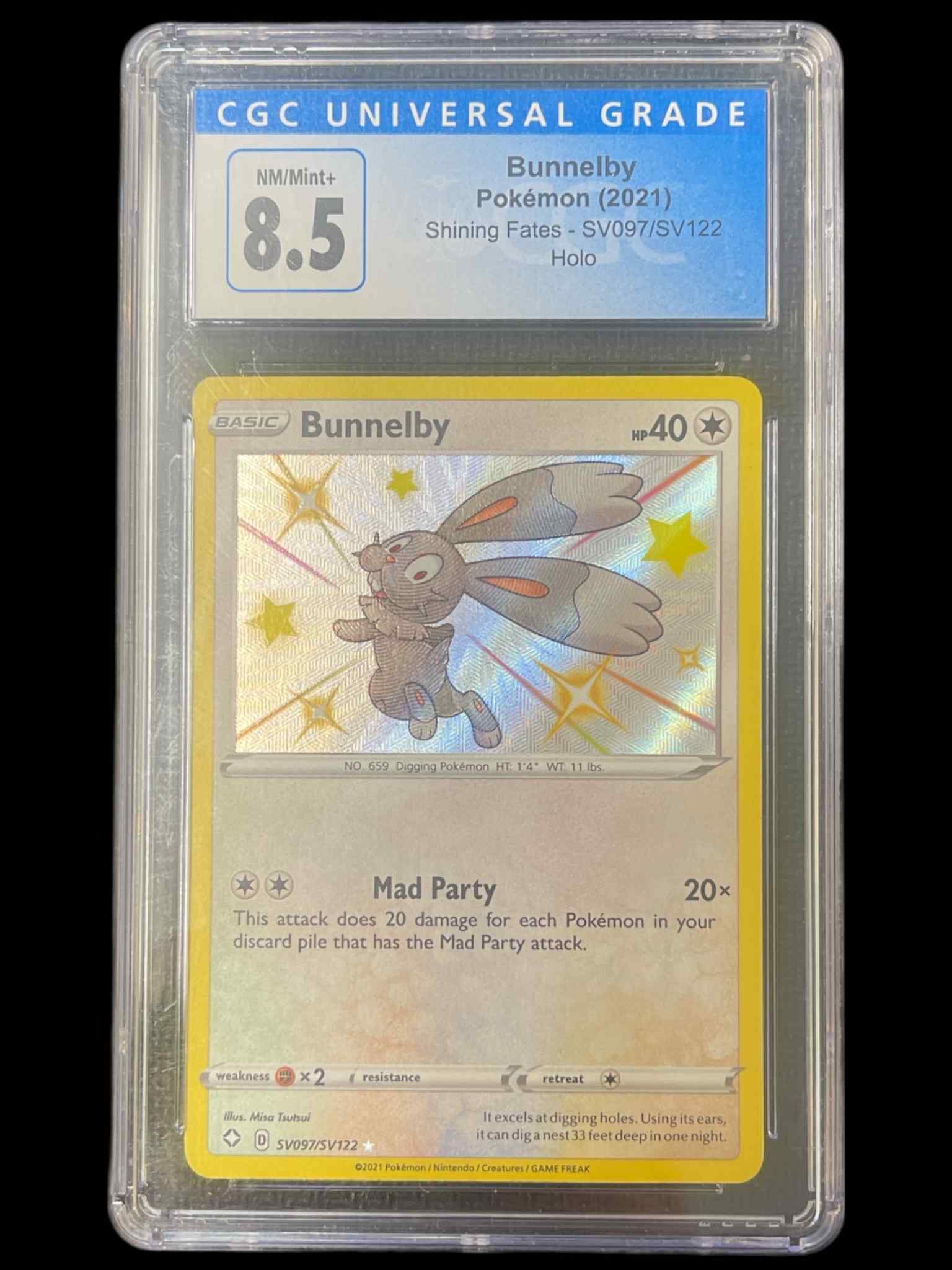 Shining Fates Shiny Vault SV097/SV122 CGC8.5 #3845051088 Bunnelby - Holofoil - Shiny Holo Rare