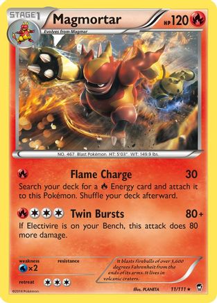 XY Furious Fists 011 Magmortar - Reverse Holofoil - Rare