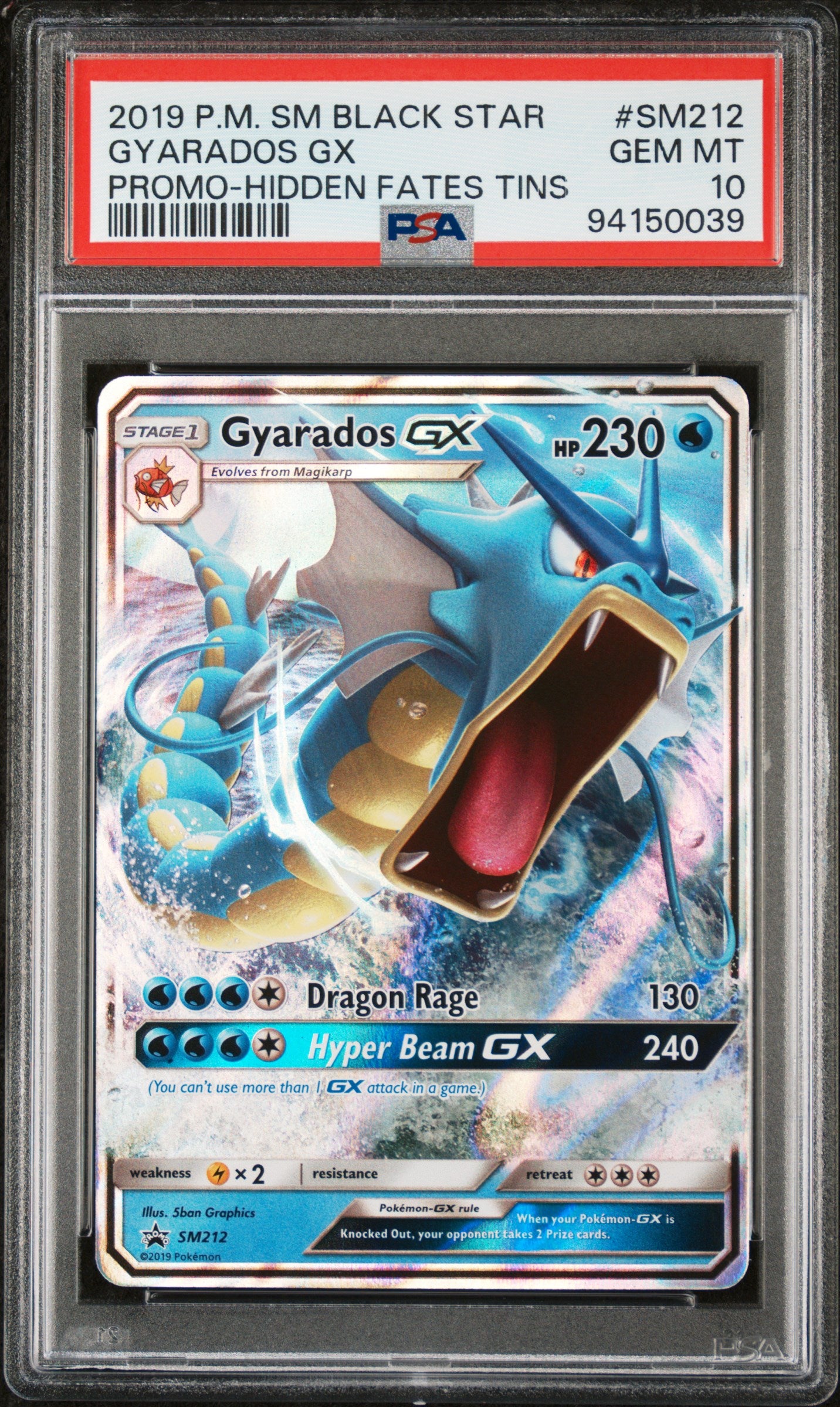 SM Promos SM212 PSA10 #94150039 Gyarados GX - Holofoil - Promo