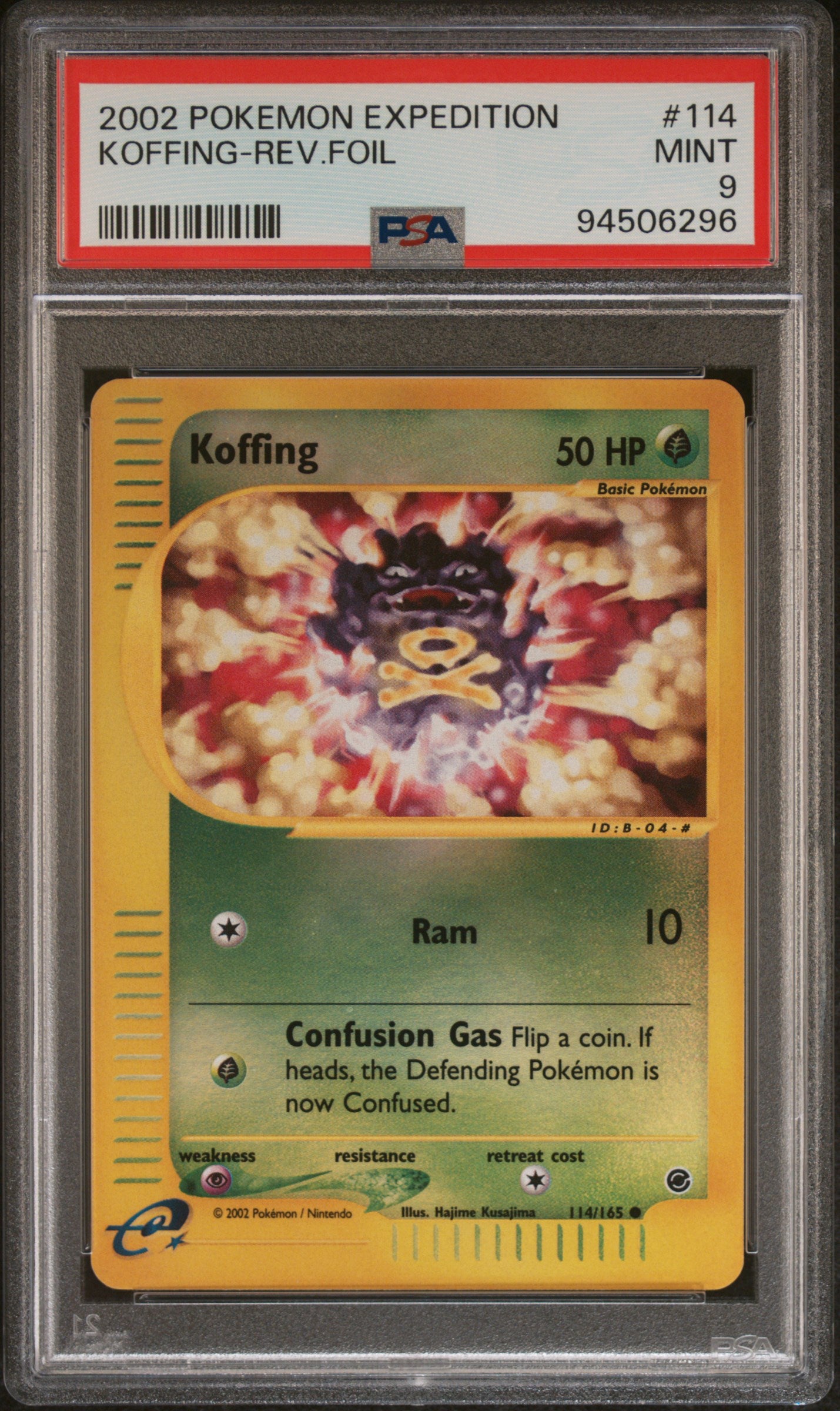 Expedition 114/165 PSA9 #94506296 Koffing - Reverse Holofoil - Common