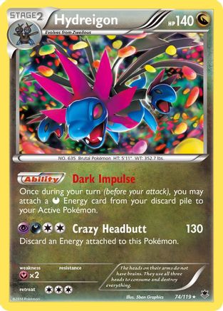 XY Phantom Forces 074/119 Hydreigon - Reverse Holofoil - Holo Rare