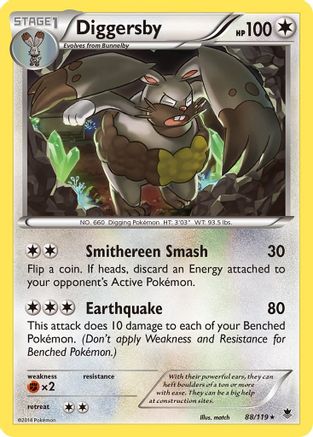XY Phantom Forces 088 Diggersby - Reverse Holofoil - Rare