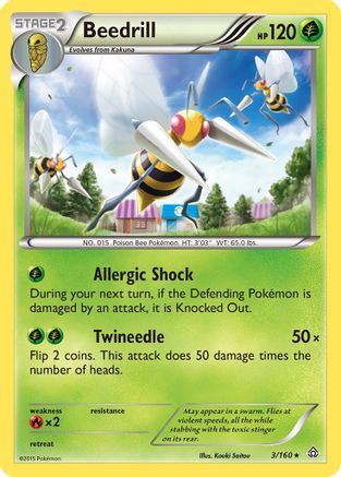 XY Primal Clash 003/160 Beedrill - Reverse Holofoil - Rare