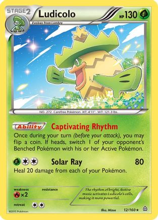 XY Primal Clash 012 Ludicolo - Reverse Holofoil - Holo Rare