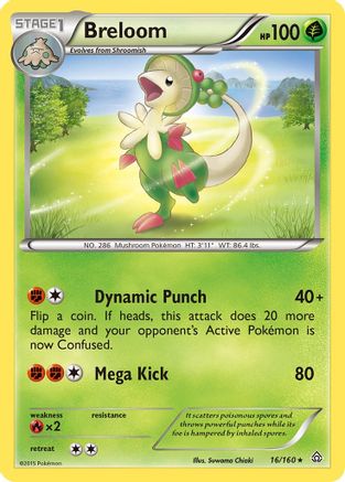 XY Primal Clash 016/160 Breloom - Reverse Holofoil - Rare