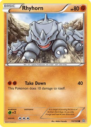 XY Primal Clash 074 Rhyhorn - Reverse Holofoil - Common