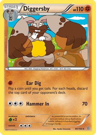 XY Primal Clash 090 Diggersby - Reverse Holofoil - Rare
