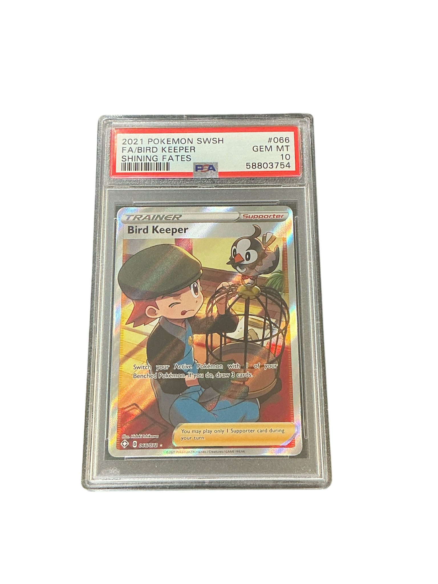 Shining Fates 066/072 PSA10 #58803754 Bird Keeper (Full Art) - Holofoil - Ultra Rare