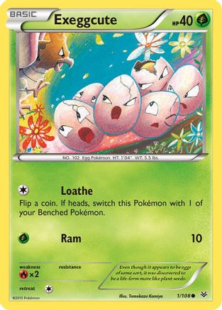 XY Roaring Skies 001/108 Exeggcute - Reverse Holofoil - Common
