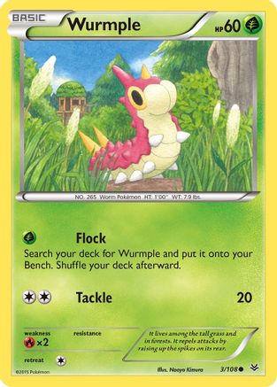 XY Roaring Skies 003/108 Wurmple - Reverse Holofoil - Common