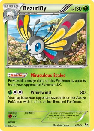 XY Roaring Skies 005/108 Beautifly - Reverse Holofoil - Holo Rare