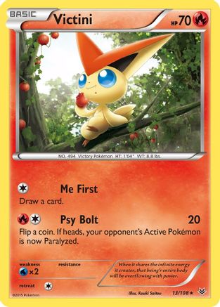 XY Roaring Skies 013/108 Victini - Reverse Holofoil - Rare