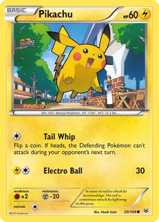 XY Roaring Skies 020/108 Pikachu - Reverse Holofoil - Common