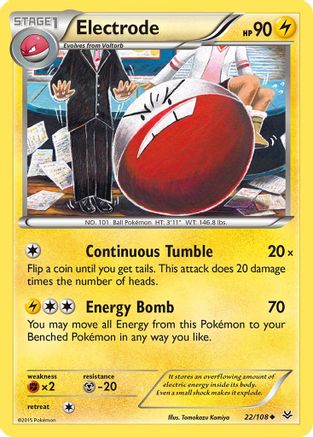 XY Roaring Skies 022/108 Electrode - Reverse Holofoil - Uncommon