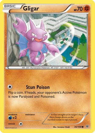 XY Roaring Skies 036/108 Gligar - Reverse Holofoil - Common