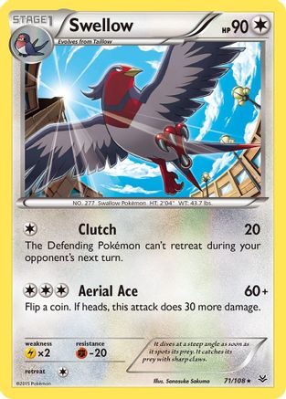 XY Roaring Skies 071 Swellow (71) - Reverse Holofoil - Rare