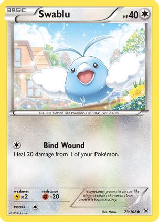 XY Roaring Skies 073/108 Swablu - Reverse Holofoil - Common