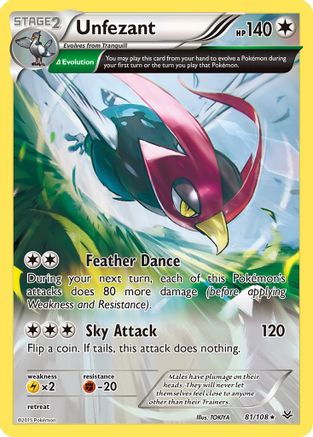 XY Roaring Skies 081/108 Unfezant (81 Delta) - Rare